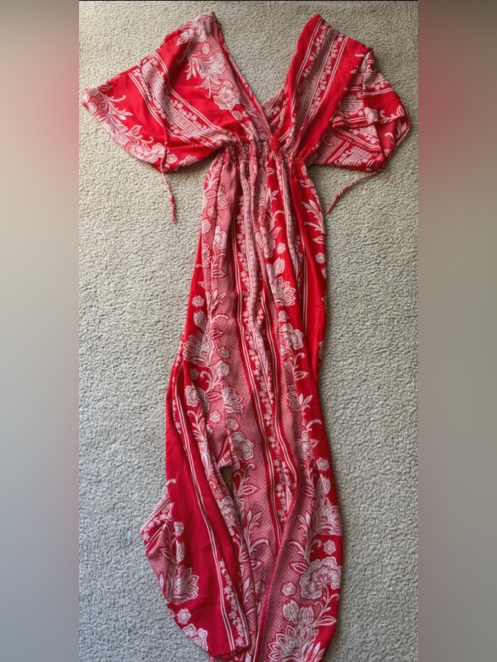 Fashion Nova Red & White Floral Maxi Dress